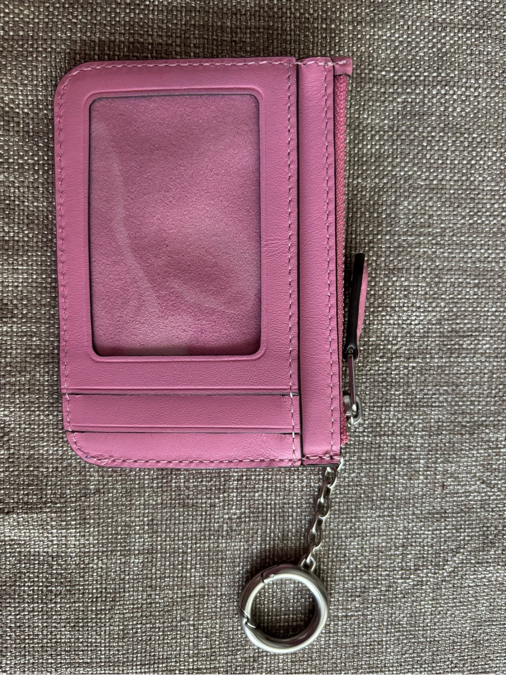 Coach Pink Signature ID Wallet Card Holder with Silver 'C' Accent - Picture 10 of 10
